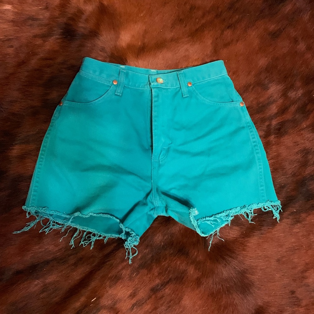 Vintage Turquoise High Waisted Cut Offs